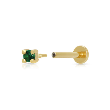 Green Stone Labret Flatback Stud Earring