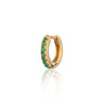 Gold green stone huggie hoop single earring by Scream Pretty