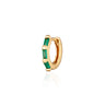 Green Baguette Gold Huggie Hoop Single Earring by Scream Pretty