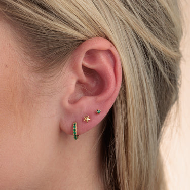 Green Stone Earring Stacking Set for 3-piercings