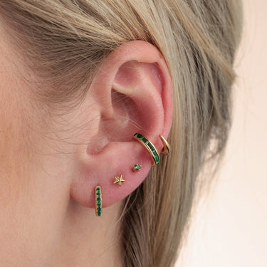 Faceted Star Gold Labret Flat Back Stud Earring in Upper Ear Lobe