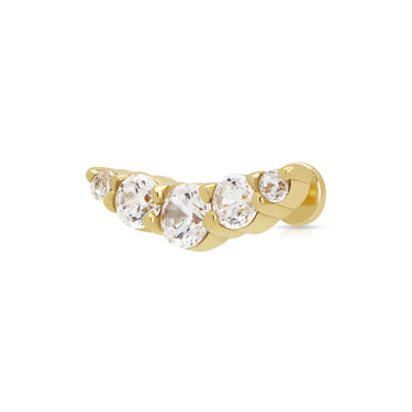 Helix Curve Sparkling Gold Flat Back Stud Earring