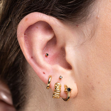 Gold Huggie Hoop Earrings, Minimalist and Chunky