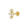 Baguette Gold Flat Back Labret Stud Earring Closed