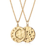 Gold Moon Phase Necklace with Slider Clasp Front and Back View
