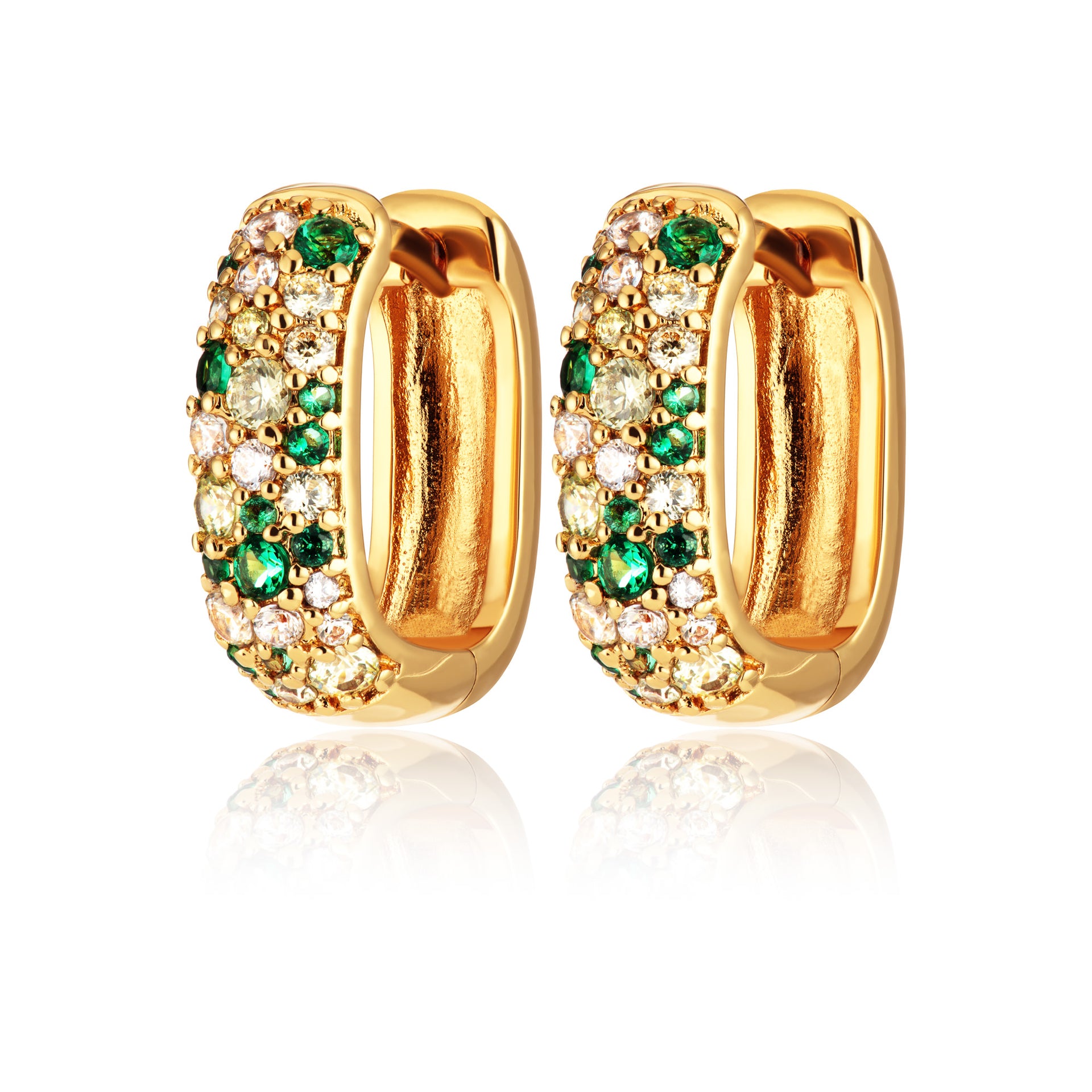 Gold Mosaic Chunky Huggie Hoop Earrings