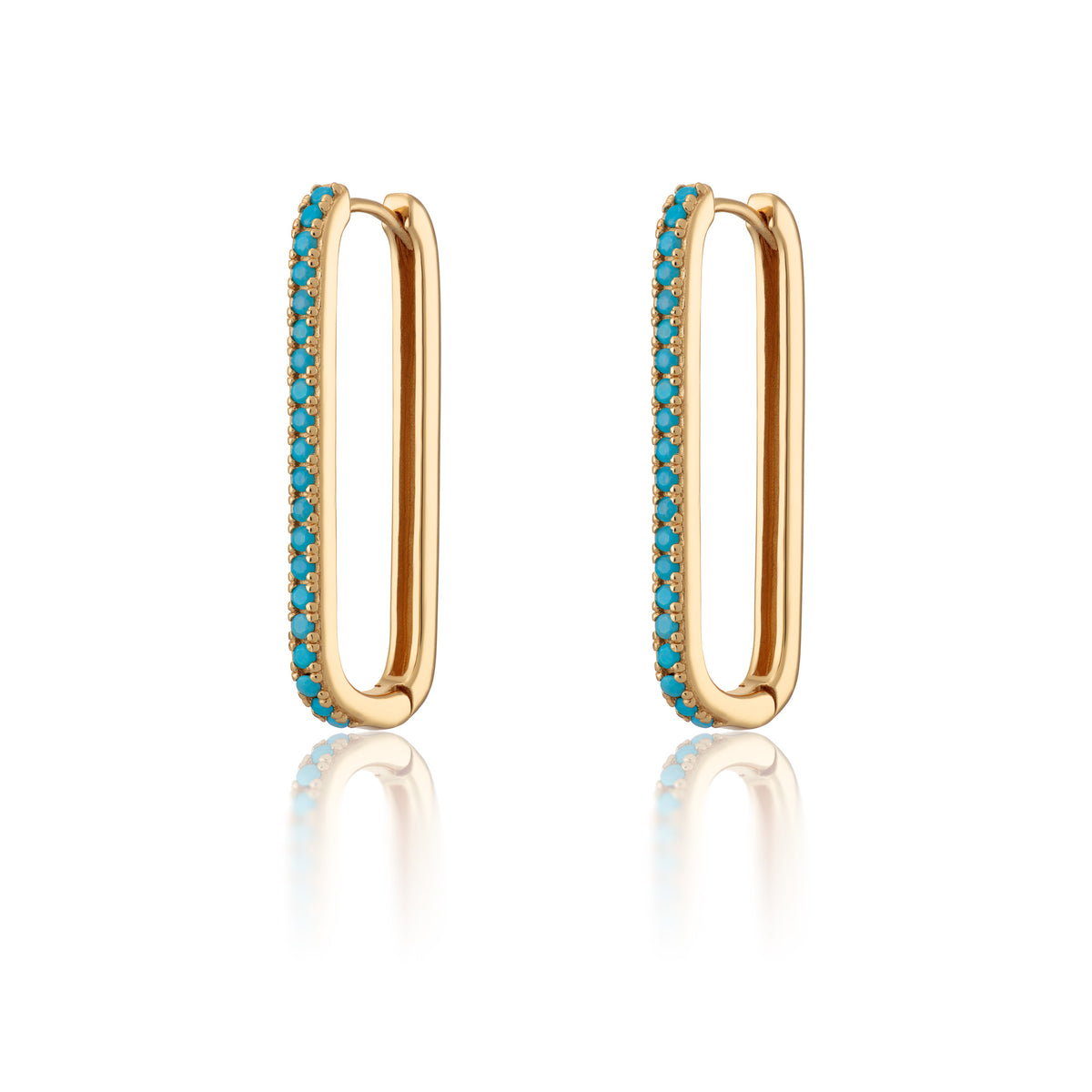 LIMITED EDITION Gold Turquoise Elongated Oval Hoop Earrings