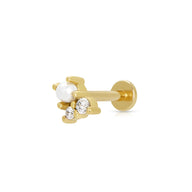 Gold Pearl & Sparkle Flat Back Earring