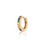 Rainbow stone gold huggie hoop earring for helix and lobe piercings by Scream Pretty