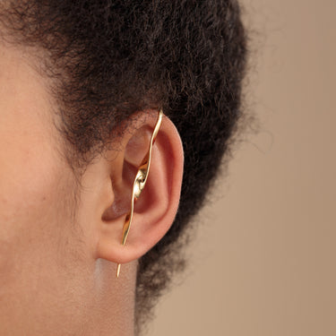 Gold Ribbon Ear Crawler Single Earring | Scream Pretty