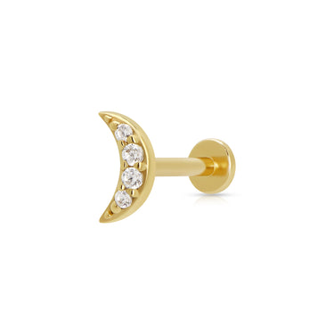 Sparkling Moon Gold Flat Back Stud Earring Closed