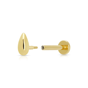Teardrop Gold Flat Back Labret Stud Earring Open