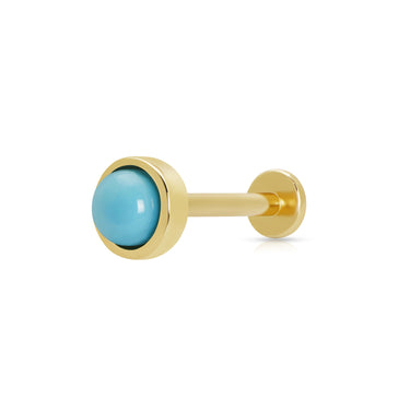 Gold Turquoise Cabochon Single Flat Back Earring
