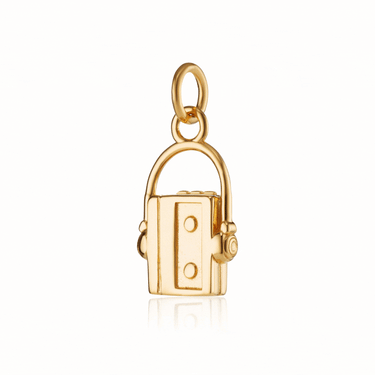 Gold Walkman Charm Front and Back View