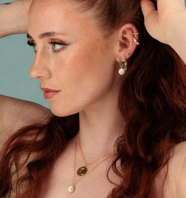 Emerald Green and Pearl Jewellery, Earrings, Ear Cuffs and Charm Hoops by Scream Pretty