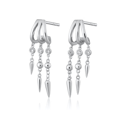 Silver Illusion Claw Drop Hoop Earrings | Scream Pretty