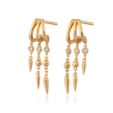 Gold Illusion Claw Drop Hoop Earrings | Scream Pretty