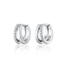 Silver Split Huggie Hoop Earrings | Double Hoop Huggie Earrings