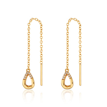 Gold Illusion Threader Earrings | Teardrop Threader Earrings