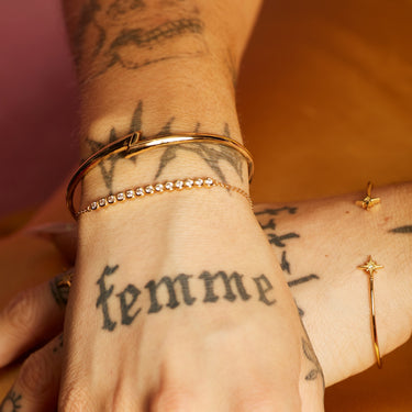 Gold Lightning Bolt Open Bangle