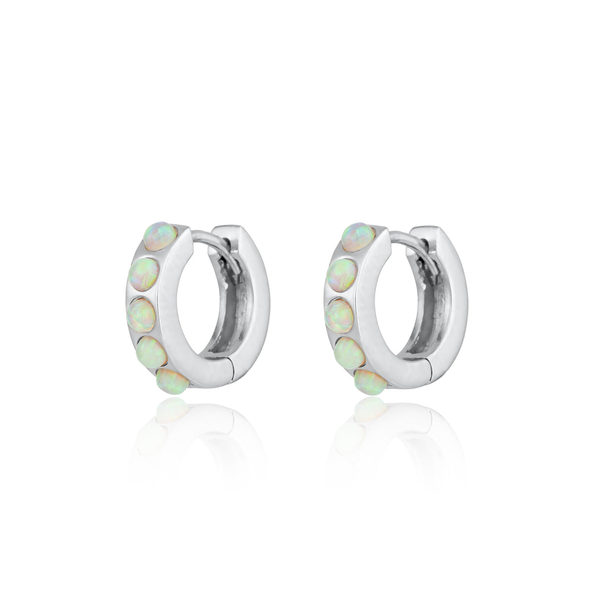 Lime Green Opal Huggie Earrings