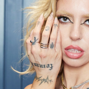 Woman Wearing Mixed Metal Triple Band Ring | Three Band Silver and Gold Ring