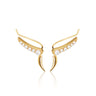 Gold Pearl Ear Climber Earrings with Claw Drop