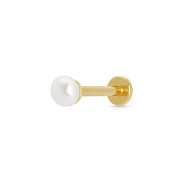 Gold Pearl Single Flat Back Stud Earring