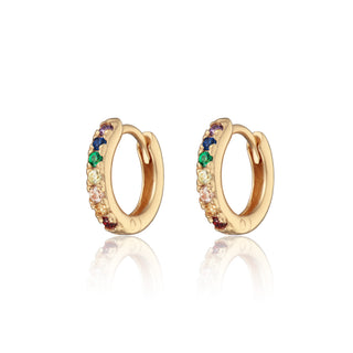 Gold Rainbow Huggie Earrings