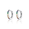 Silver Rainbow Huggie Earrings