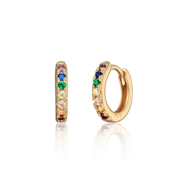 Gold Rainbow Huggie Earrings