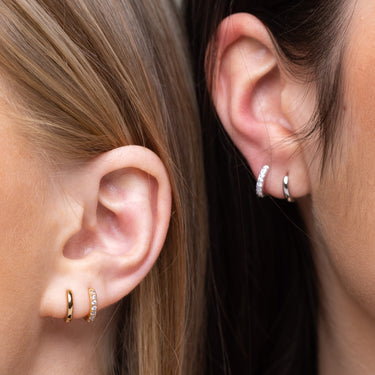 Silver & Gold Core Huggie Earring Stacking Set
