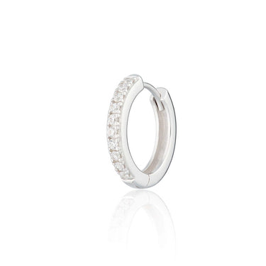 Silver Conch hoop earring with sparkling stones for conch piercing by Scream Pretty