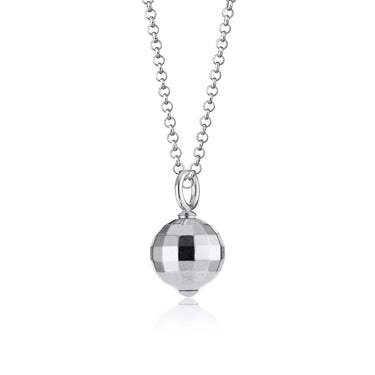 Silver Disco Ball Charm Necklace