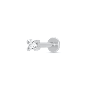 Clear Stone Silver Flatback Labret Stud Earring Closed