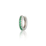 Silver green stone huggie hoop earring by Scream Pretty