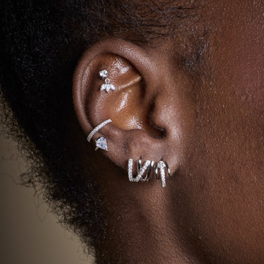 Silver Claw Illusion Huggie Hoop Earrings | Triple Band Huggie Earrings