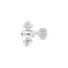 Baguette Silver Flat Back Labret Stud Earring Closed