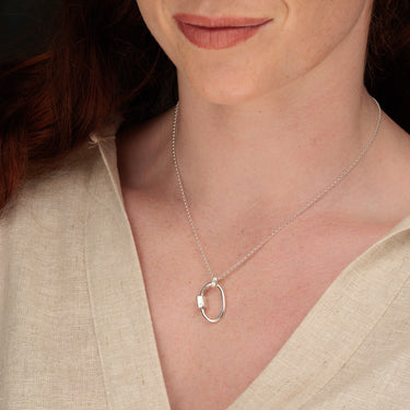 Silver Oval Carabiner Charm Collector Necklace without charms