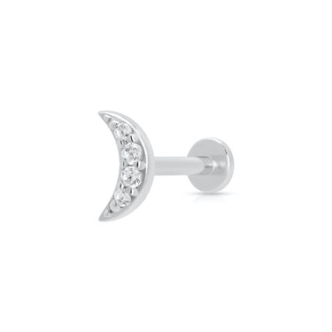 Sparkling Moon Silver Flat Back Stud Earring Closed