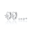 Silver Sparkling Star Earring Stacking set