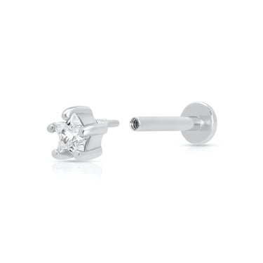 Sparkling Star Silver Flat Back Labret Stud Earring Open