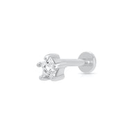 Sparkling Star Silver Flat Back Labret Stud Earring Closed