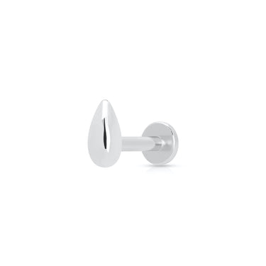 Teardrop Silver Flat Back Labret Stud Earring Closed