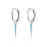 Pair of silver turquoise charm hoop earrings