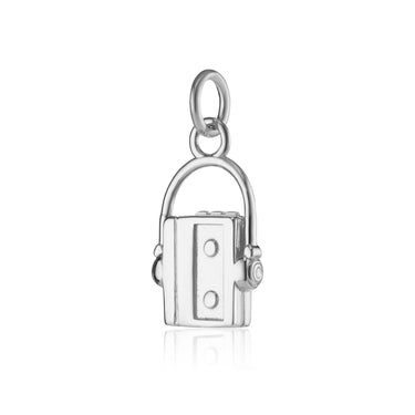 Silver Walkman Cassette Tape Player Charm Front View