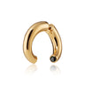 Gold Semi Hoop Single Earring with Black Stones | Faux Expander Hoop