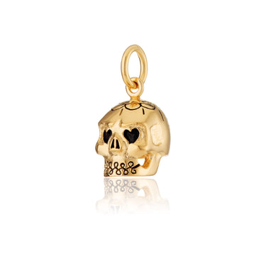 Gold Skull Charm | Dia de Los Muertos Mexican Style Skull Charm 