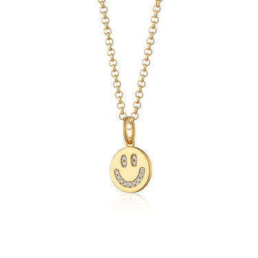 Gold Smiley Face Charm Necklace | Scream Pretty