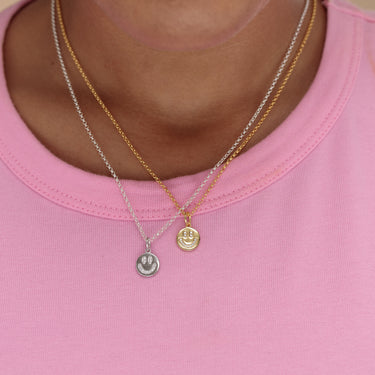 Silver and Gold Smiley Face Charm Necklace | Scream Pretty